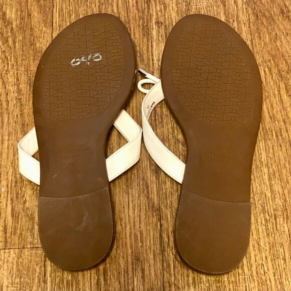 Kate Spade White Charles Vacchetta Leather Slip On Thong Sandals Size 8 - Picture 8 of 12